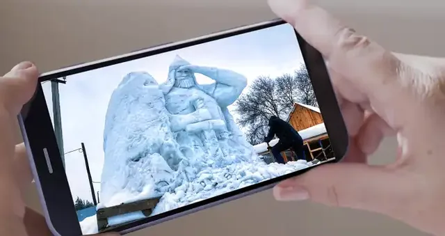 Не у нас: гигантского снежного богатыря вылепили в Ульяновской области