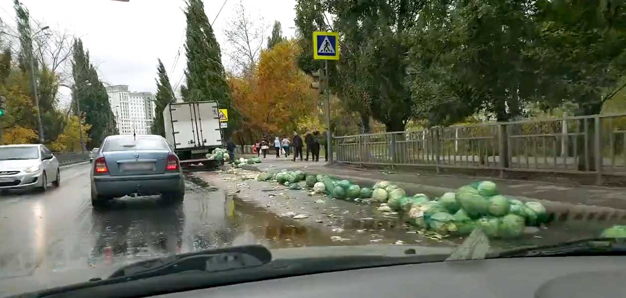 Нижегородских автомобилистов удивили разбросанные по дороге овощи