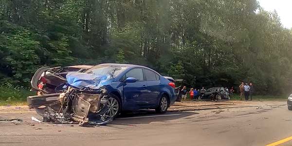 На Богородской трассе столкнулись три автомобиля. Есть серьезно раненые