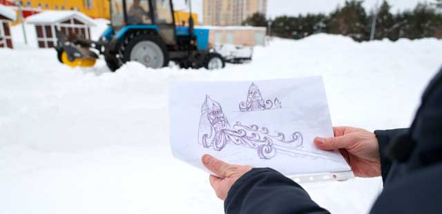 Сказочная горка: зимний богатырь из снега появится в дзержинском парке