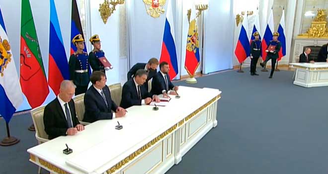 Главная новость дня: в Кремле сегодня состоялось подписание соглашения о вступлении в состав России новых территорий